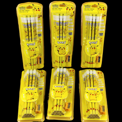 12Pcs Pikachu Pokémon Pencils Set